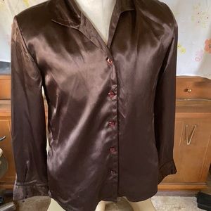 Gorgeous Shiny Chocolate Brown Blouse. Size 8